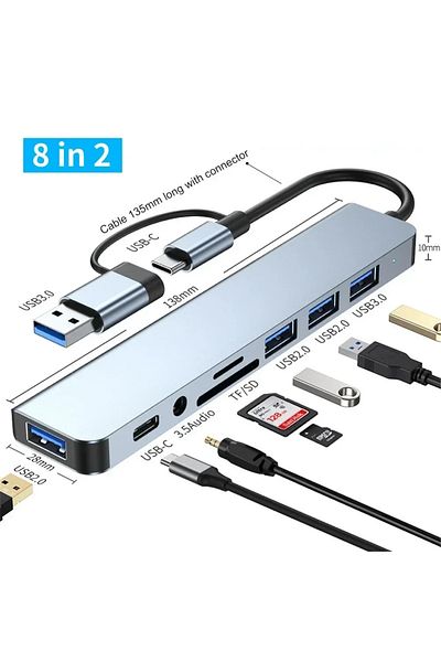 Choice 8-IN-2 5Gbps USB 3.0 HUB USB C HUB USB C Docking Station High Speed Transmission OTG Adapter Splitte