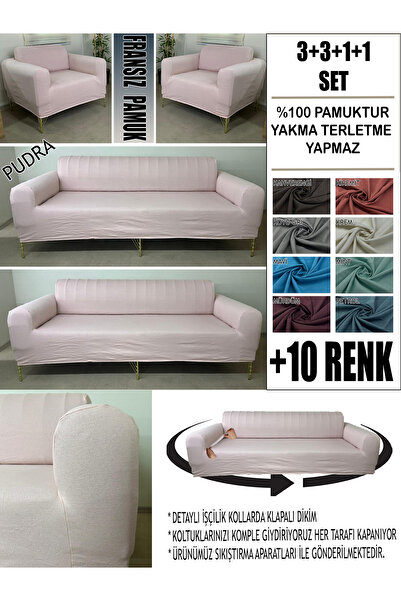 Home %100 PAMUK FRANSIZ KUMAŞ 3+3+1+1 KOMPLE GİYDİRME KANEPE&ÇEKYAT, BOHEM, PORTO, VB MODEL