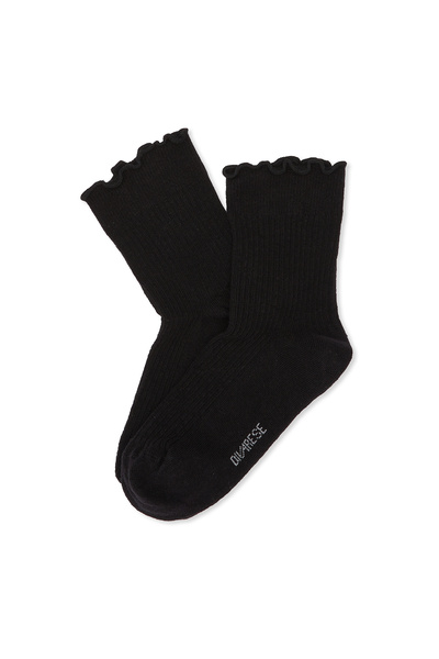 Dıvarese Siyah Çizgi Desenli Kadın Soket Çorap