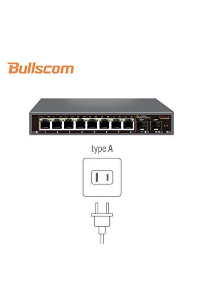 choice2 مفتاح شبكة Bullscom مزود بمقبس أمريكي و10 منافذ | 8 منافذ إيثرنت بسرعة 2.5 جيجابت + منفذا SFP+ بسرعة 10 جيجابت | غير مُدار
