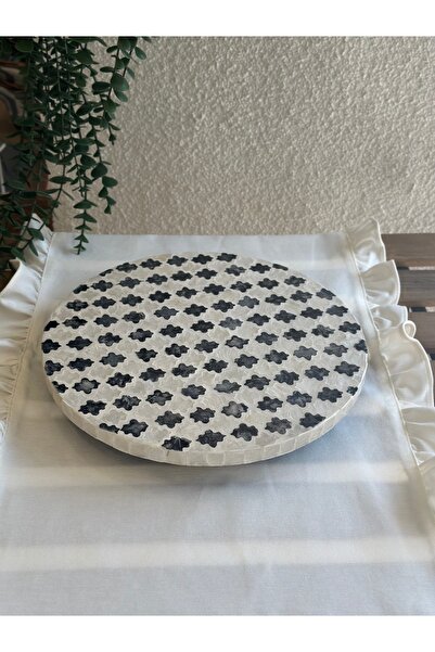 Decamor home Χειροποίητο Μαύρο Περιστρεφόμενο Πιάτο Παρουσίασης με Λεπτομέρει...