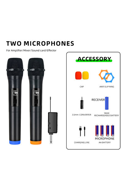 Choice ميكروفون لاسلكي ثنائي القناة بتردد ثابت UHF ثنائي القناة ميكروفون محمو...