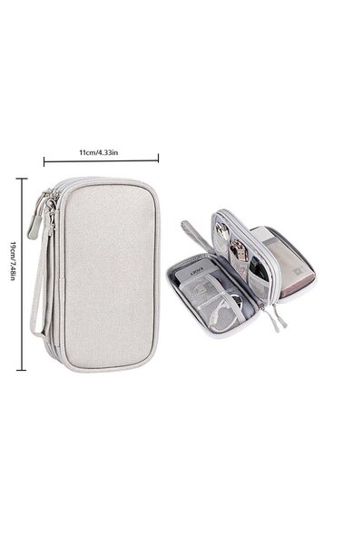 Choice grey Travel Organizer Bag Cable Storage Organizer Pouch Carry Case Portable Waterproof Double Layers