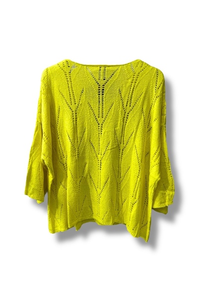 SUMEF Oversize Ajurlu Merserize Triko Bluz Kadın V Yaka (38-52 Beden Uyumlu)