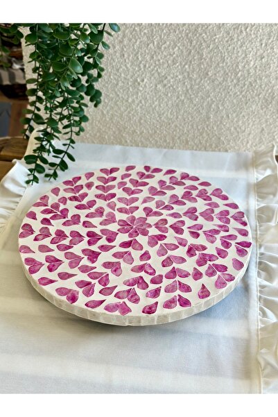 Decamor home Χειροποίητο ροζ περιστρεφόμενο πιάτο παρουσίασης με λεπτομέρειες...