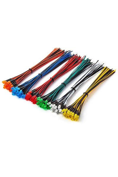AOKIN 50pcs mix 25pcs Prewired Led Diode Lights 12v Fast Slow Flash RGB Emitting Diodes 5mm Lamp DIY Proje