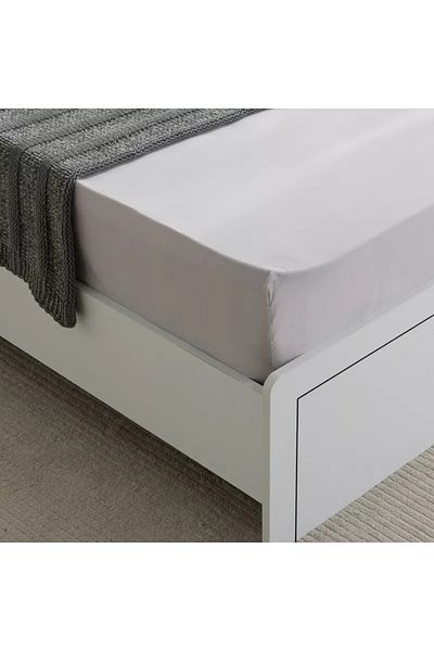 Home Box Purely-percale 300TC Single Fitted Sheet - 90x200+36 cm