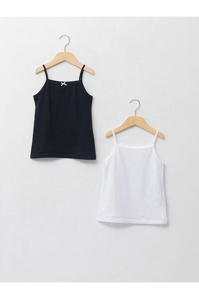 LC Waikiki Square Collar Basic Strap Cotton Girls Undershirt 2-Piece (W1)