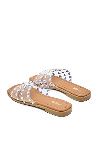 R&B Ecru Embellished Flat Sandals For Girls