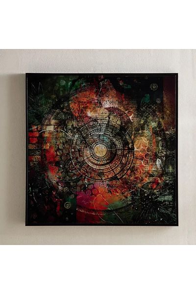 Home Box Fossel Mandala Framed Canvas with ABS High Gloss Surface - 60x60x3 cm