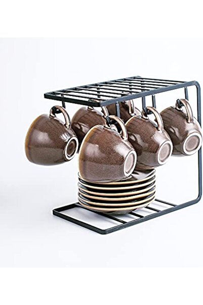 sharpdo Ceramic cups and saucers set, 220ml capacity, set of 6