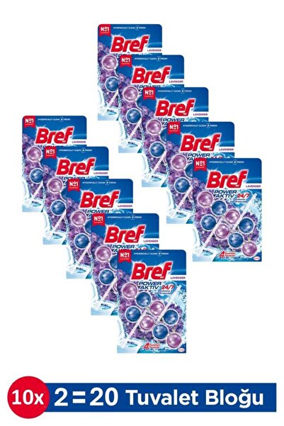 Bref Power Aktiv Lavanta Kokulu Tuvalet Bloğu 10 Adet İkili Paket