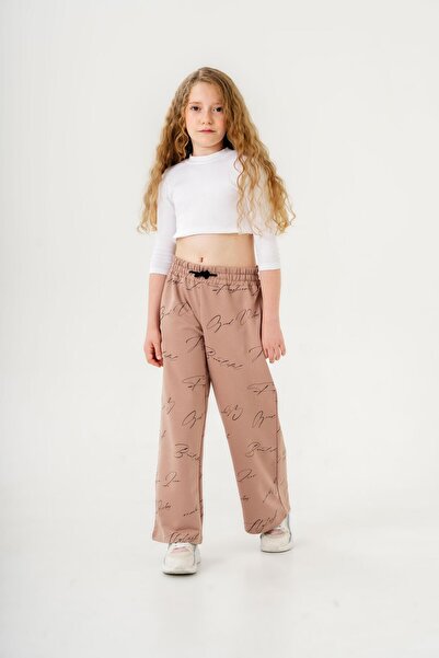 Mışıl Kids Geniş Paçalı Tüm Alan Baskılı Kız Çocuk Eşofman Altı