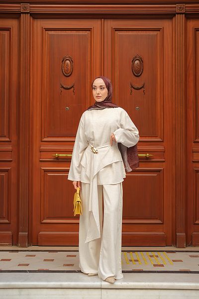 LOCCO Women's Belt Detail Suit Stone