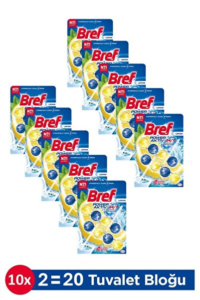 Bref Power Aktiv Limon Kokulu Tuvalet Bloğu 10 Adet İkili Paket