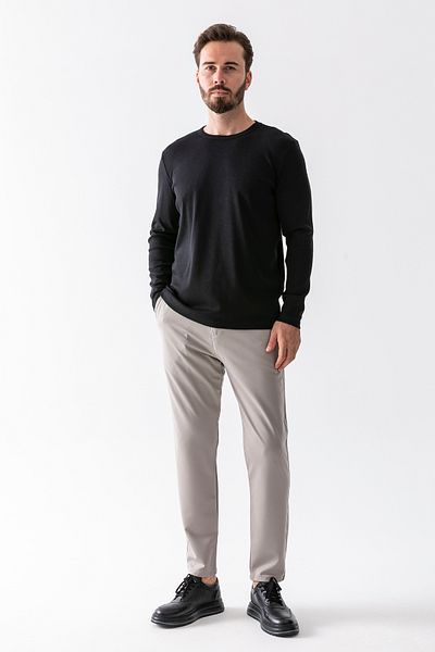 JB John Borners Men's Elastic Waist Tie Detail 100% Cotton Jogger Trousers Anthracite - 25088