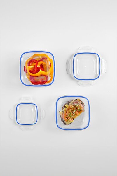 EWs Kare 10 Parça Contalı Vakumlu Sızdırmaz Hava Almaz Saklama Kabı Seti 2x(3750/2400/1500/900/500 ml)