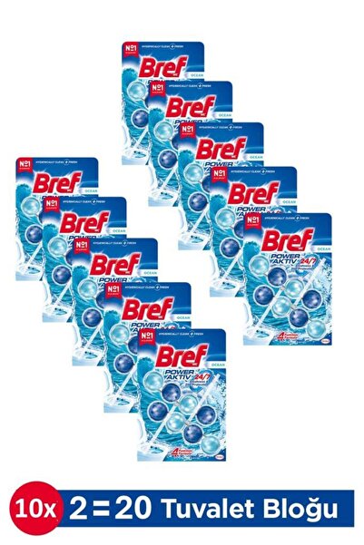 Bref Power Aktiv Okyanus Kokulu Tuvalet Bloğu 10 Adet İkili Paket