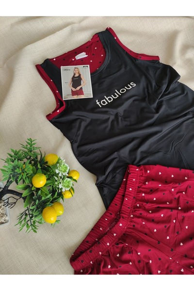 Mihra Milan Kumaş Askılı Şortlu Kadın Pijama Takımı S/M-L-XL-XXL