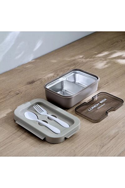 Home Box Ezra Stainless Steel Lunch Box with Spoon and Fork - 800 ml