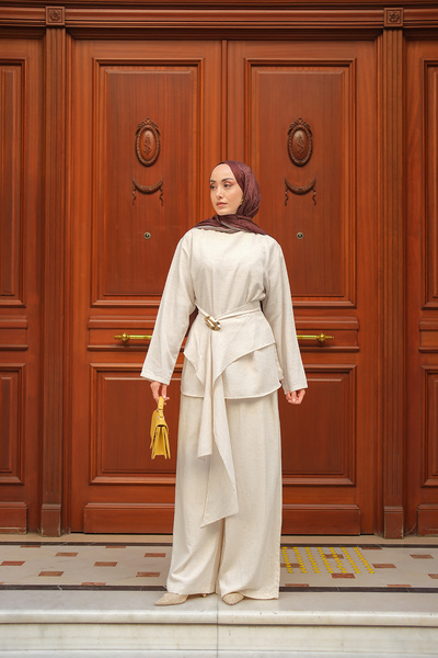LOCCO Women's Belt Detail Suit Stone