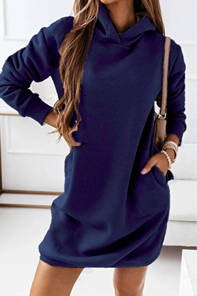 MetuCA Γυναικείο μακρυμάνικο φόρεμα με κουκούλα με δύο κλωστές