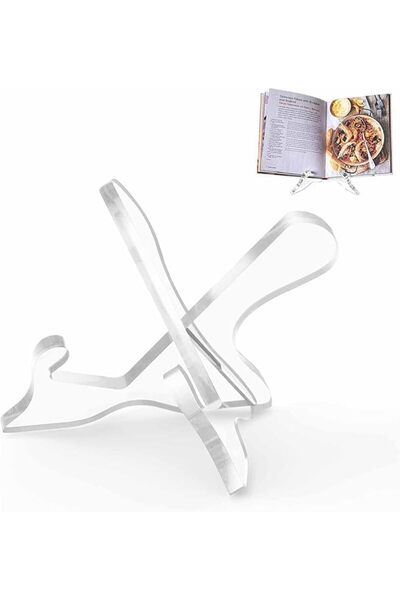 Slasa حامل كتب الطبخ والوصفات الأكريليكي - حامل شفاف قابل للتعديل على سطح الط...