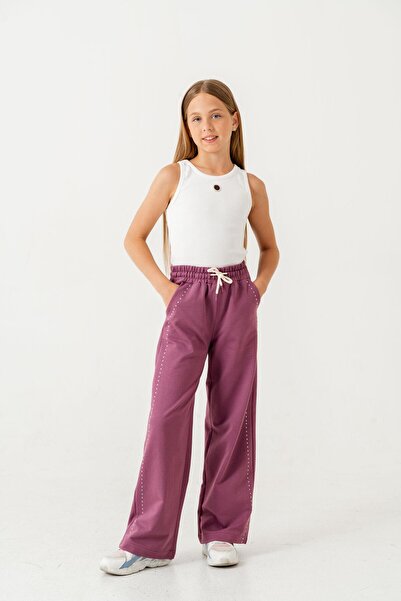 Mışıl Kids Desno Levo Kamen Štampano Široka Djevojačka Trenerka