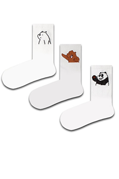 Neşeli Çoraplar 3'lü Kafadar Ayılar Renkli Çorap Set