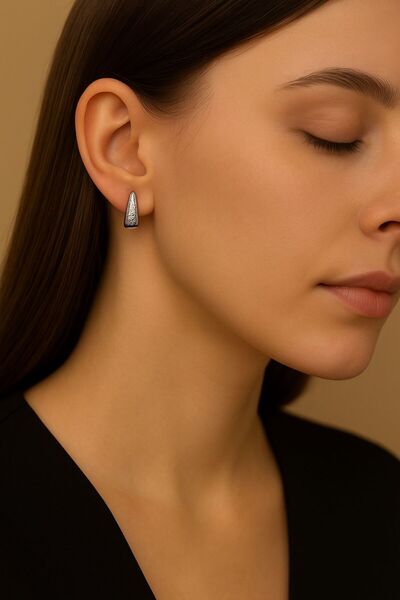 BY YASİN TOPÇU Modern Earrings with Three Rows of Stones