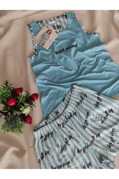 Mihra Milan Kumaş Askılı Şortlu Kadın Pijama Takımı S/M-L-XL-XXL