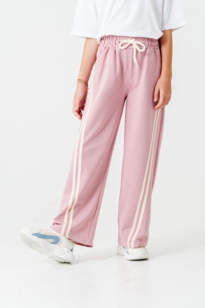 Mışıl Kids Geniş Paçalı Balık Sırtı Yanları Şeritli Kız Çocuk Eşofman Altı