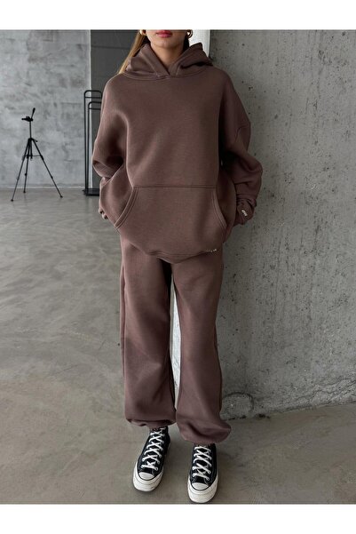 OYKUWEAR OW Kahve Oversize Yüksek Bel Jogger