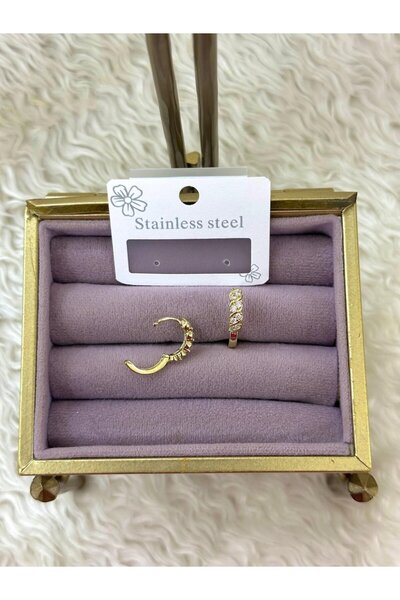 BY YASİN TOPÇU Twisted Stone Steel Earrings