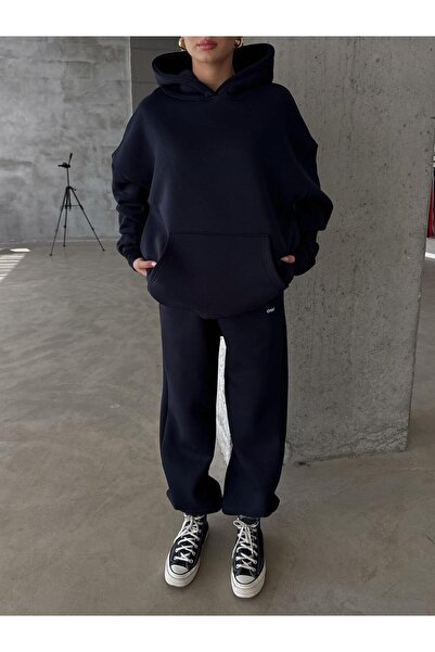 OYKUWEAR OW Koyu Lacivert Oversize Yüksek Bel Jogger