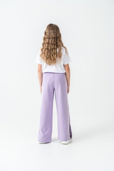 Mışıl Kids Girls' Tracksuit Bottom with Side Grosgrain Stripe and Snap Fasteners