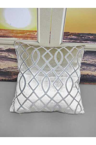 Evcimenhome Thick Velvet Throw Pillow Cover 43Cmx43Cm Color: Beige - Silver Gray Stripes