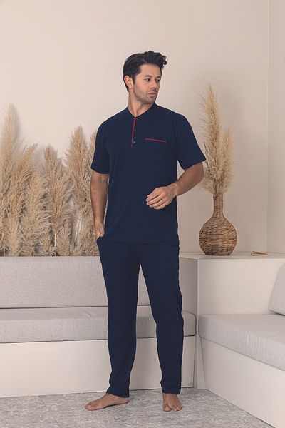 FORMO Men's 100% Organic Natural Cotton High Quality Button Short Sleeve Pajama Set