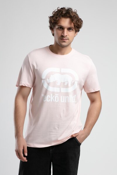Eckō Unltd. Marc Pink Crew Neck Printed Standard Fit Men's Tshirt