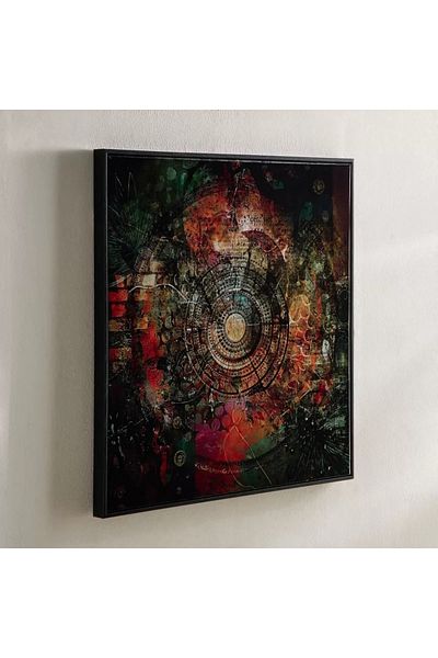 Home Box Fossel Mandala Framed Canvas with ABS High Gloss Surface - 60x60x3 cm