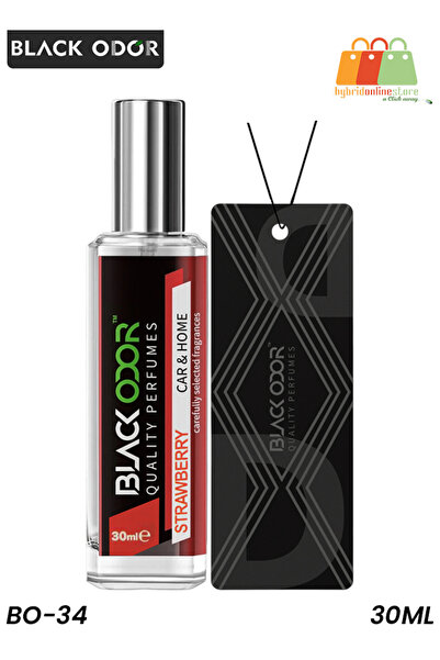 Black Odor BO-34 معطر جو للسيارة والمنزل برائحة الفراولة مع بطاقة تعليق 30 مل