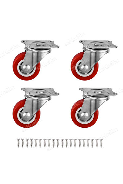 Choice8 1.25 بوصة 4 قطع متحركة B 4 قطع/مجموعة 1-2 بوصة عجلات أثاث PVC حمراء ع...