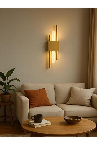 SMAYLİNG Modern Gold Kaplama Kutu Model Şarjlı Aplik 3000K Gün Işığı LED Duvar Lambası