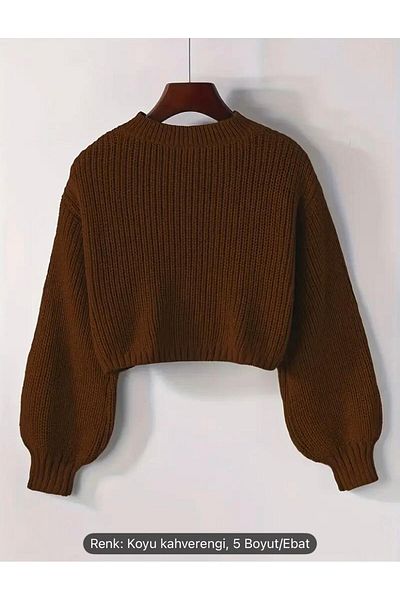 NZL TEKSTİL Dgn's Selani̇k Thick Knitted Circle Neck Balloon Sleeve Looking Women's Knitwear Sweater