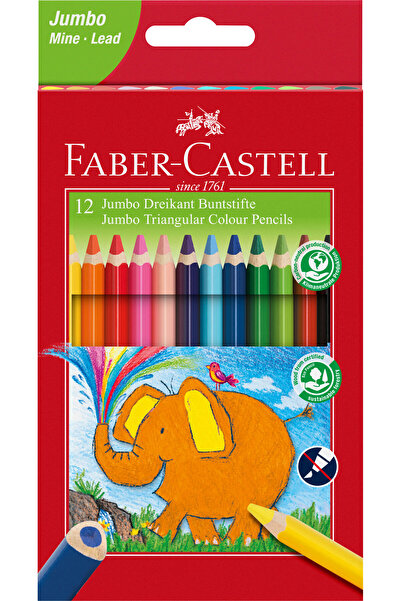 Faber Castell Creioane colorate triunghiulare jumbo Faber-Castell, 12 bucăți