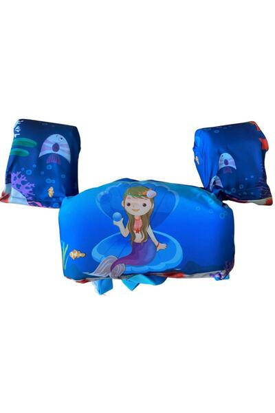 buradanaldım Deniz Kızı 14-25 Kg Sünger Dolgulu Çocuk Havuz Deniz Yüzdürme Yeleği, Can Yeleği Elbise, Deniz Simid