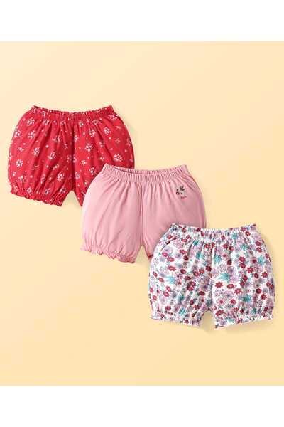Pine kids Knit Bloomers with Floral Print (Pack of 3) - Assorted