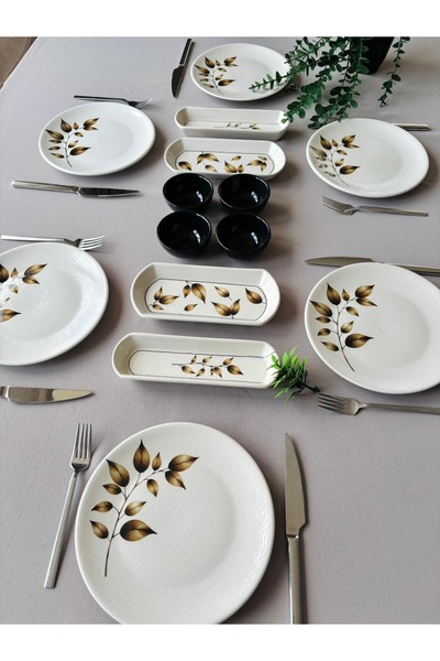 Yiğit Seramik Züccaciye Akasya 6 Person 14 Piece Breakfast Set