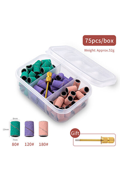 choice2 75 pills Coloured Boxed Nail Sanding Bands With Mandrel Drill Bits fo...