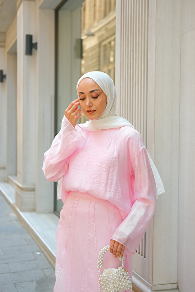 LOCCO Women's Self Patterned Double Suit Pink